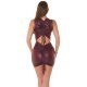Rochie de club scurta WetLook burgundy Devora 3 - jojofashion.ro