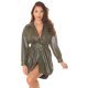 Rochie tip camasa, scurta, piele eco, kaki, Fay Rochie tip camasa, scurta, piele eco, kaki, Fay 2 - jojofashion.ro