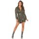 Rochie de club tip camasa, scurta, piele eco, kaki, Fay 6 - jojofashion.ro