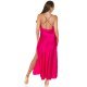 Rochie de club tip furou lunga satin roz ciclam India 2 - jojofashion.ro