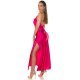 Rochie de club tip furou lunga satin roz ciclam India 3 - jojofashion.ro