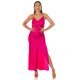 Rochie de club tip furou lunga satin roz ciclam India 4 - jojofashion.ro