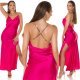Rochie de club tip furou lunga satin roz ciclam India 7 - jojofashion.ro