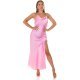 Rochie de club tip furou lunga satin roz pal India 5 - jojofashion.ro