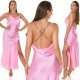 Rochie de club tip furou lunga satin roz pal India 7 - jojofashion.ro