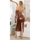 Rochie midi din imitatie de piele, maro, mulata, cu manusi, Savore Rochie midi din imitatie de piele, maro, mulata, cu manusi, Savore 3 - jojofashion.ro