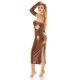 Rochie midi din imitatie de piele, maro, mulata, cu manusi, Savore Rochie midi din imitatie de piele, maro, mulata, cu manusi, Savore 5 - jojofashion.ro