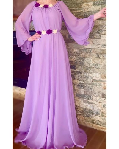 Rochie lunga din voal vaporoasa lila lavanda AngelD Rochii lungi, Rochie lunga din voal vaporoasa lila lavanda AngelD - jojofashion.ro
