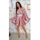 Rochie scurta din satin roz baby doll vaporoasa Merida  3 - jojofashion.ro