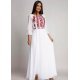 Rochie lunga alba din voal cu motive traditionale Saray 2 - jojofashion.ro
