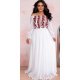Rochie lunga alba din voal cu motive traditionale Saray 3 - jojofashion.ro