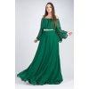 Rochie lunga verde smarald din voal Cinderella