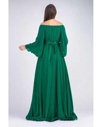 Rochie lunga verde smarald din voal Cinderella Rochii lungi, Rochie lunga verde smarald din voal Cinderella - jojofashion.ro