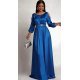 Rochie lunga din satin albastra vaporoasa cu maneca lunga Larisa  2 - jojofashion.ro