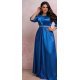 Rochie lunga din satin albastra vaporoasa cu maneca lunga Larisa  3 - jojofashion.ro