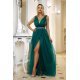 Rochie lunga eleganta cu tul verde smarald Adele 2 - jojofashion.ro