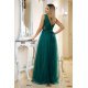 Rochie lunga eleganta cu tul verde smarald Adele 3 - jojofashion.ro