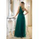 Rochie de seara eleganta lunga cu tul verde smarald Adele 3 - jojofashion.ro