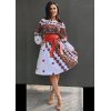 Rochie de zi traditionala alba cu imprimeu folcloric Lesya