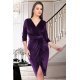 Rochie catifea midi, mov, mulata, cu maneca trei sferturi, petrecuta, Crenguta 2 - jojofashion.ro