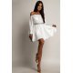 Rochie cununie civila scurta alba din satin babydoll Odessa  2 - jojofashion.ro