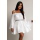 Rochie cununie civila scurta alba din satin babydoll Odessa  3 - jojofashion.ro