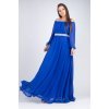 Rochie lunga albastra din voal cu maneca lunga Cinderella