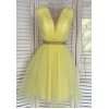 Rochie de ocazie eleganta scurta din tul galben baby doll Adelya 