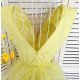 Rochie de ocazie eleganta scurta din tul galben baby doll Adelya  3 - jojofashion.ro
