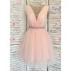 Rochie de ocazie eleganta scurta din tul roz pastelat Adelya