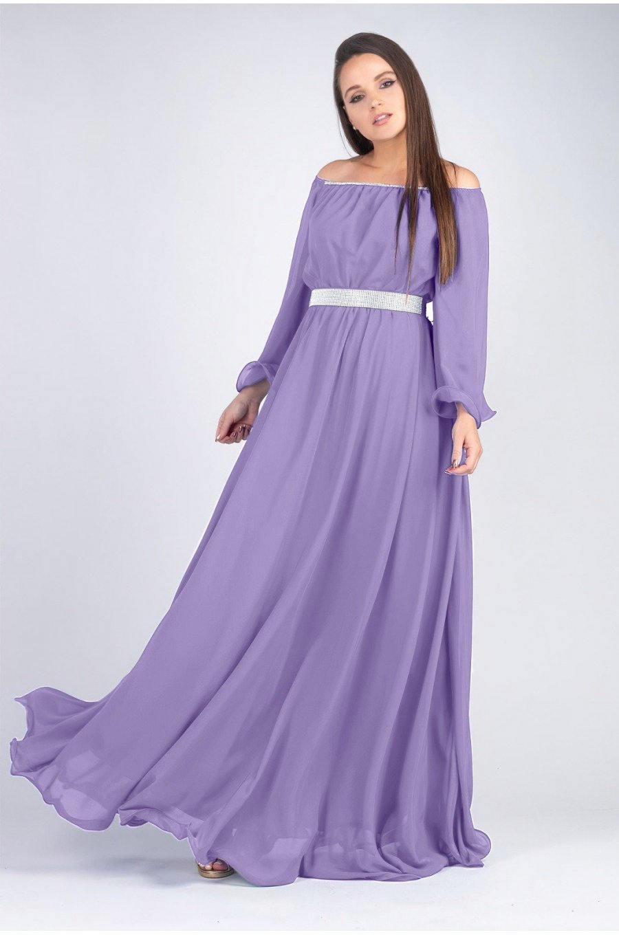 Rochie de ocazie eleganta lila din voal lunga in marimi mari Cinderella Rochie de ocazie eleganta lila din voal lunga in marimi mari Cinderella 1 - jojofashion.ro