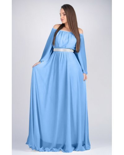 Rochie lunga din voal baby blue vaporoasa Cinderella Rochii lungi, Rochie lunga din voal baby blue vaporoasa Cinderella - jojofashion.ro