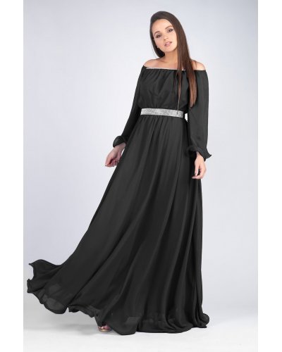 Rochie lunga neagra din voal Cinderella Rochii lungi, Rochie lunga neagra din voal Cinderella - jojofashion.ro