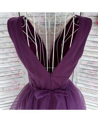 Rochie de ocazie eleganta scurta baby doll tul mov Adelya Rochii de Ocazie Elegante, Rochie de ocazie eleganta scurta baby doll tul mov Adelya - jojofashion.ro