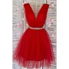 Rochie de ocazie eleganta scurta tul rosie baby doll Adelya