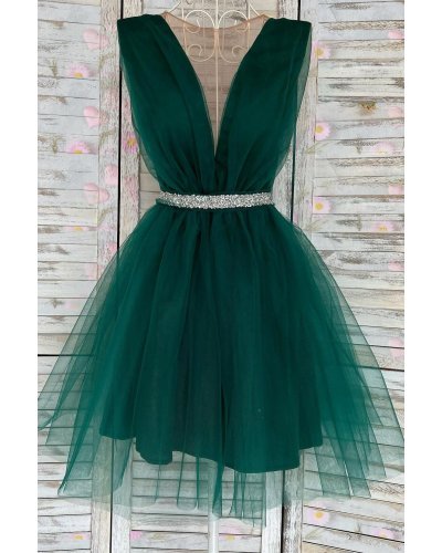 Rochie de ocazie eleganta scurta tul verde smarald baby doll Adelya Rochii de Ocazie Elegante, Rochie de ocazie eleganta scurta tul verde smarald baby doll Adelya - jojofashion.ro