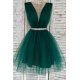 Rochie de ocazie eleganta scurta tul verde smarald baby doll Adelya 2 - jojofashion.ro