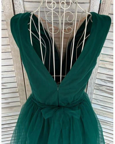 Rochie de ocazie eleganta scurta tul verde smarald baby doll Adelya Rochii de Ocazie Elegante, Rochie de ocazie eleganta scurta tul verde smarald baby doll Adelya - jojofashion.ro