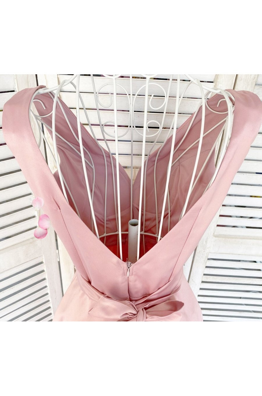 Rochie de ocazie eleganta lunga din tafta roz pal Carra 2 - jojofashion.ro