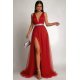 Rochie lunga rosie din tulle Adele 2 - jojofashion.ro