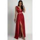 Rochie lunga rosie din tafta Carra 2 - jojofashion.ro