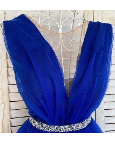 Rochie eleganta de ocazie scurta baby doll tul albastru electric Adelya Rochii de Ocazie Elegante, Rochie eleganta de ocazie scurta baby doll tul albastru electric Adelya - jojofashion.ro