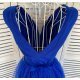 Rochie eleganta de ocazie scurta baby doll tul albastru electric Adelya 4 - jojofashion.ro