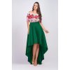 Rochie verde cu motive traditionale cu maci din tafta Byanca