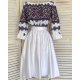 Rochie traditonala midi, din tafta alba, cu maneca lunga, Alessa 3 - jojofashion.ro