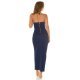 Rochie de blugi lunga, din bumbac, albastra, mulata, cu umerii goi, Bridde 5 - jojofashion.ro