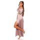 Rochie de ocazie eleganta lunga satin cappuccino Gul 3 - jojofashion.ro