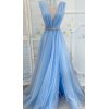 Rochie de ocazie eleganta lunga cu tulle bleu Adele