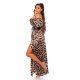 Rochie de ocazie eleganta lunga din satin animal print leopard Gul Rochie de ocazie eleganta lunga din satin animal print leopard Gul 3 - jojofashion.ro