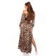 Rochie de ocazie eleganta lunga din satin animal print leopard Gul Rochie de ocazie eleganta lunga din satin animal print leopard Gul 4 - jojofashion.ro